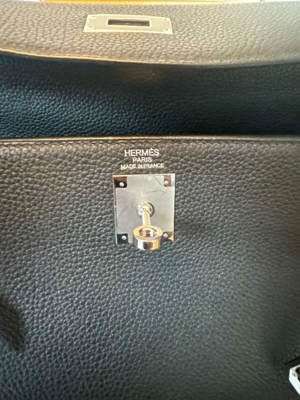 H Kelly 40 Black Leather Togo PHW 18K white gold plated Padlock Handmade